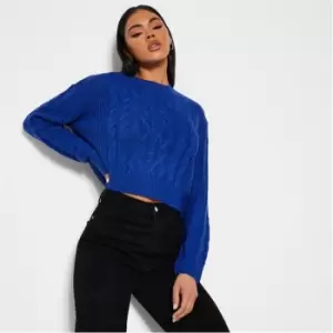 I Saw It First Cable Knit Crop Jumper - Blue