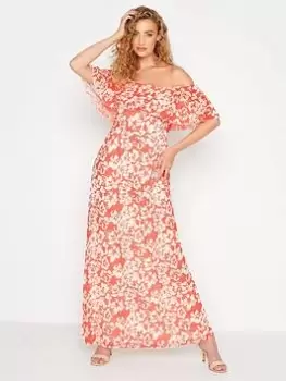 Long Tall Sally Floral Bardot Maxi Dress - Orange, Size 20, Women