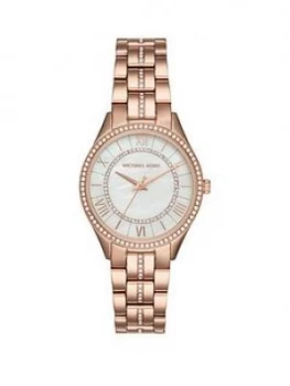 Michael Kors Mk3716 Lauryn Silver Dial Rose Gold Stainless Steel Bracelet Ladies Watch