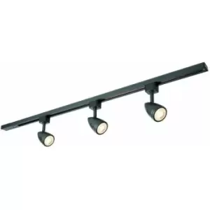 Loops - 1m Adjustable Ceiling Track Spotlight Kit Matt Black 3x GU10 Downlight Rail