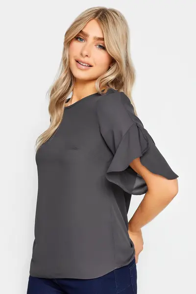 M&Co Frill Sleeve Blouse Grey