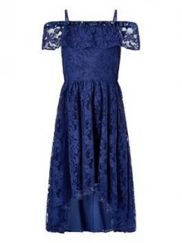 Monsoon Girls Lucy Lace Bardot Dress - Navy