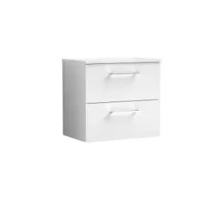 Nuie Arno 600mm Wall Hung 2 Drawer Vanity & Worktop Gloss White