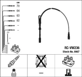 NGK RC-VW236 Ignition Lead Set NTK Copper Core 4 Circuit