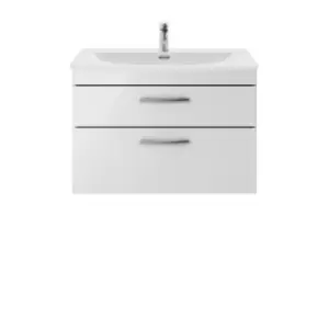 Nuie Athena 800 Wall Hung 2-drawer Vanity & Curved Basin - Gloss Grey Mist