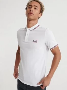 Superdry Classic Micro Lite Polo Shirt, White, Size 3XL, Men