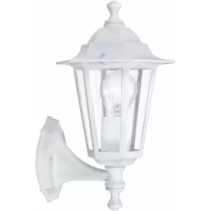 Loops - IP44 Outdoor Wall Light White Aluminium Lantern 1 x 60W E27 Bulb Porch Lamp Up