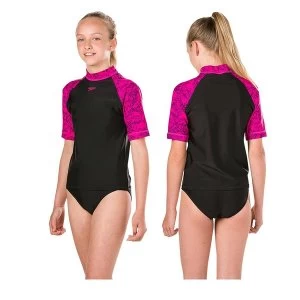 Speedo Boom Rash Top Junior Black/Pink 30"