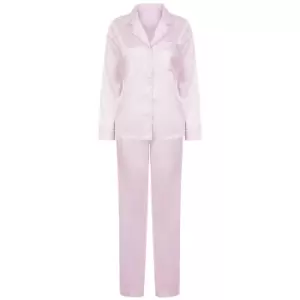 Towel City Womens/Ladies Satin Long PJ Set (M/L) (Light Pink)