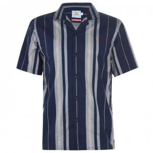 Farah Vintage Farah V Neck Striped Short Sleeve Shirt - 996 Yale