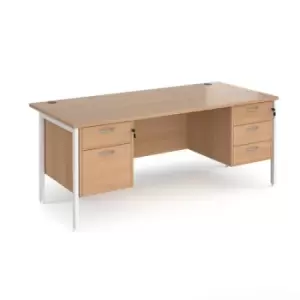 Office Desk Rectangular Desk 1800mm With Double Pedestal Beech Top With White Frame 800mm Depth Maestro 25 MH18P23WHB