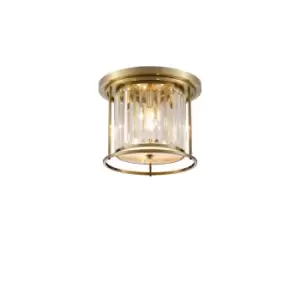 Guilford Ceiling Lamp, 3 Light E27, Antique Brass, Clear