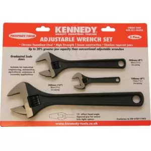 Kennedy 4"/8"/12" Phosphate Finish Adjustable Wrench Set