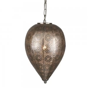 Searchlight 2661SS Moroccan One Light Ceiling Pendant Light In Shiny Nickel