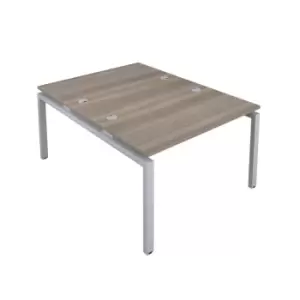 Telescopic Sliding 8 Person Grey Oak Bench with Cable Port - 1200 X 800 - Silver Frame