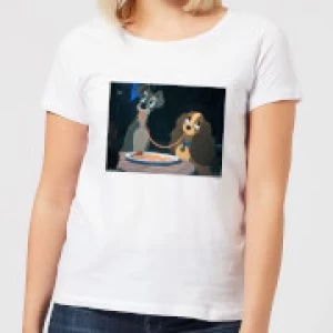 Disney Lady And The Tramp Spaghetti Scene Womens T-Shirt - White - 5XL