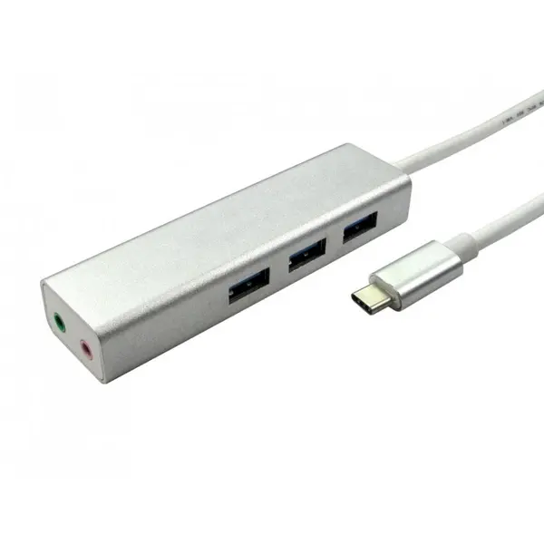 Cables Direct USB 3.0 Type-C Hub with 3x USB 3..0 Type-A Ports, Sound