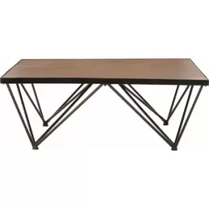 Wooden Coffee Tables Living Room Industrial Coffee Table Living Room Table, Large Coffee Table - Fir Wood, Metal W100 X D100 X H38 - Premier