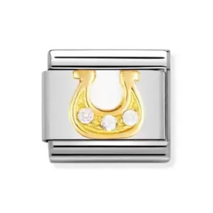 Nomination Classic Gold CZ Horseshoe Charm