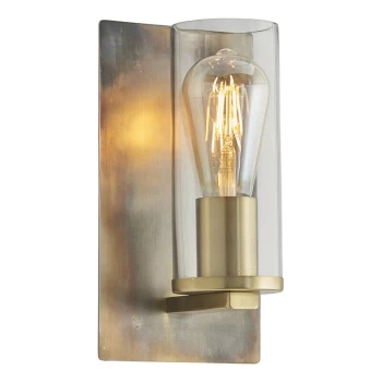 Merano Lighting - Merano Palermo Wall Lamp Bronze Patina Plate & Clear Glass