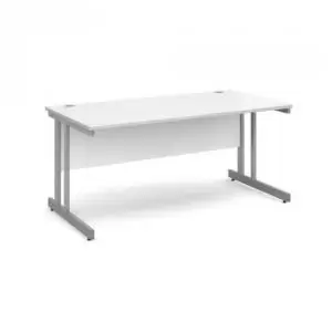 Momento straight desk 1600mm x 800mm - silver cantilever frame, white