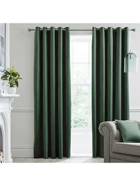 Laurence Llewelyn-Bowen Montrose Velvet Blackout Eyelet Curtains Bottle Green Q74HY Unisex width: 117x137cm(46x54inches)