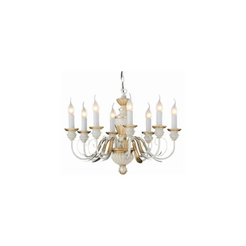 Ideal Lux Firenze - 8 Light Chandelier Ivory, Gold Finish, E14