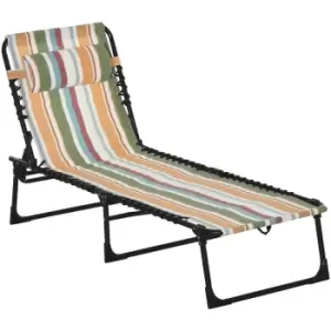 Folding Beach Chair Chaise Lounge 4 Adjustable Positions, Multicolored - Multicolored - Outsunny