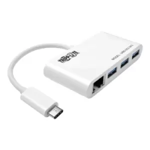 Tripp Lite U460-003-3AG 3-Port USB-C Hub with LAN Port USB-C to 3x USB-A Ports Gbe USB 3.0 White