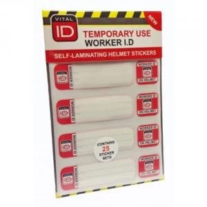 Vitalid Hard Hat ID Induction Stickers Ref WSID03 Pack 25 Up to 3 Day