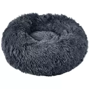 Bunty Round Fluffy Pet Dog Puppy Cat Bed Warm Comfy Nest Doughnut Donut Calming Pad - Grey - Small