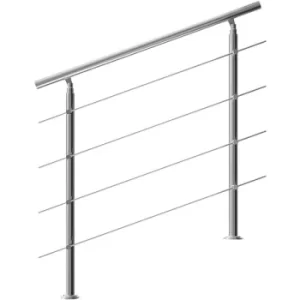 Monzana Banisters Stainless Steel Indoor and Outdoor Handrail Railing Balustrade Balcony 4 crossbars, 120 cm