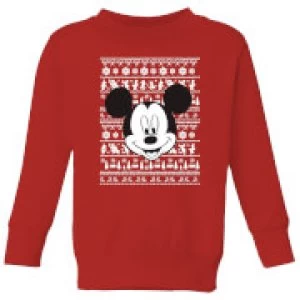 Disney Mickey Face Kids Christmas Sweatshirt - Red - 7-8 Years