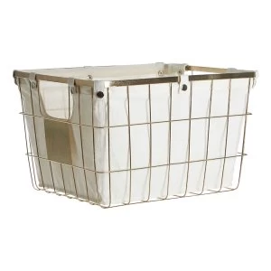 Premier Housewares Storage Basket with Gold Wire Frame