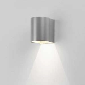 LED 1 Light Outdoor Small Wall Light Textured Painted Silver IP65