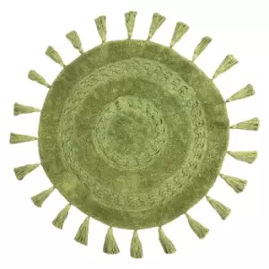 Circle Tassel Bath Mat Green