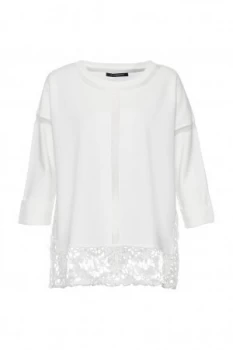 French Connection Noland Mesh Panelled Lace Top White