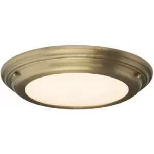 Loops - 1 Bulb Flush Light Low Ceiling Aged Brass Finish LED 25W Bulb