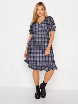 Yours V Neck Dress Checked - Multi, Red, Size 22-24, Women