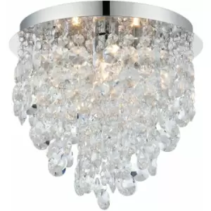 Flush Bathroom Ceiling Light Hanging Crystal Bead IP44 Round Lamp Bulb Holder