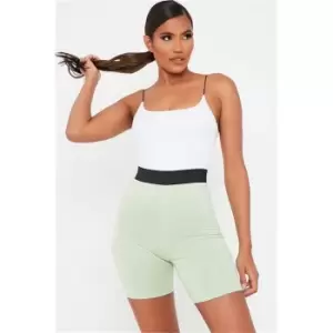 I Saw It First Sage Elasticated Waist Cycling Shorts - Green