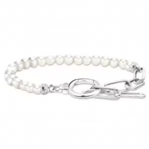 THOMAS SABO Silver Zirconia & Freshwater Pearl Ring Clasp Link Bracelet