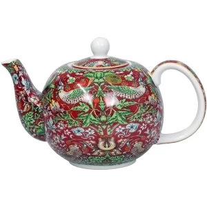 William Morris Strawberry Thief Red Tea Pot By Lesser & Pavey