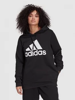 Adidas Essentials Big Logo Fleece Hoodie - Plus Size, Black/White, Size 2X, Women