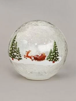 Festive 20Cm Battery Operated Lit Crackle Ball Santa Sleigh