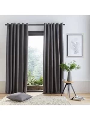 Catherine Lansfield Pinsonic Chevron Fully Lined Eyelet Curtains Charcoal