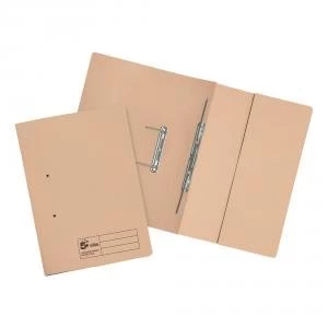 Elite Transfer Spring Pocket File Heavyweight 315gsm Foolscap Buff