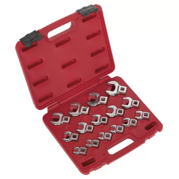 Sealey AK59891 Crow's Foot Open End Spanner Set 15pc 3/8Sq Drive Metric