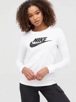 Nike NSW Essential Icon Futura LS Top - White, Size XS, Women