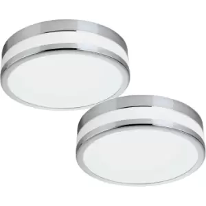 2 PACK Wall Flush Ceiling Light Chrome White Painted Satin Glass Shade LED 11W